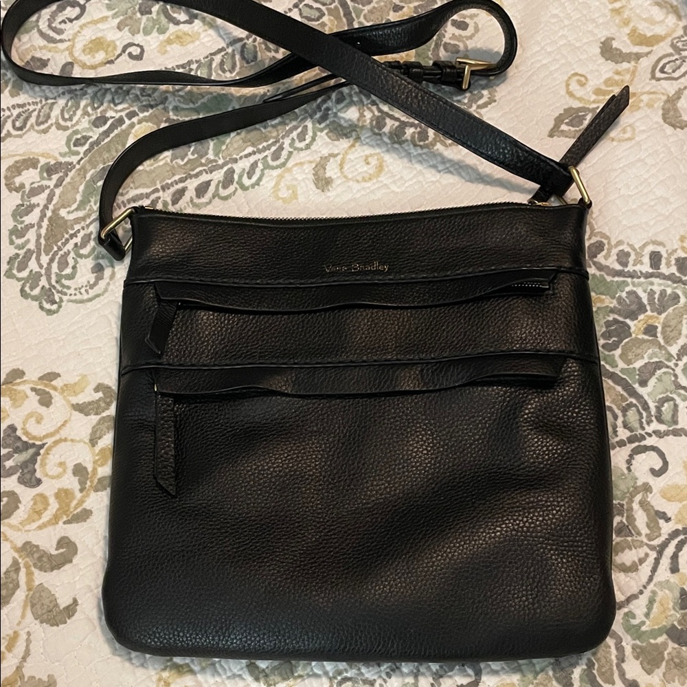 Vera Bradley Black Pebbled Leather Crossbody